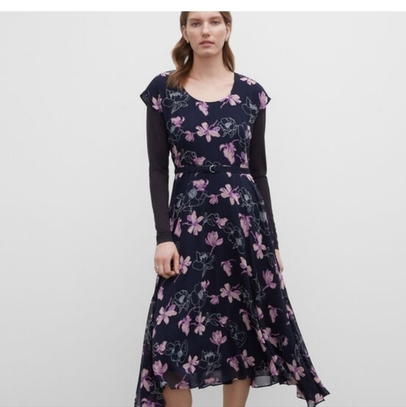 Club MONACO SOFT PRINT 100% SILK DRESS SIZE 6 - Picture 4 of 15